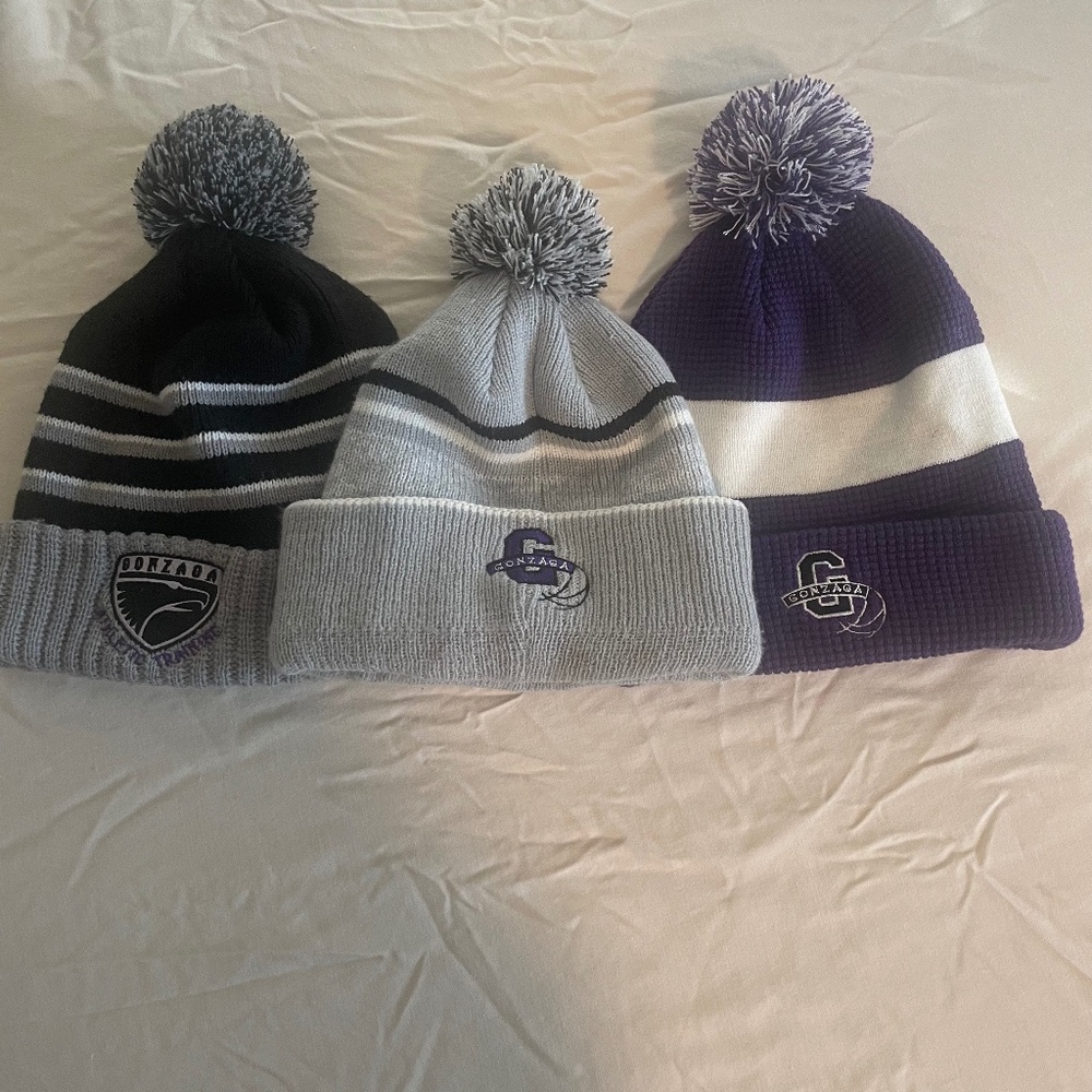3 Gonzaga High School Beanies with Poms